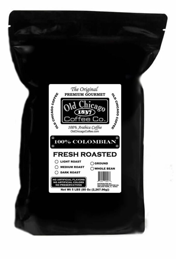 100% Colombian Coffee medium roast, 5 LBS